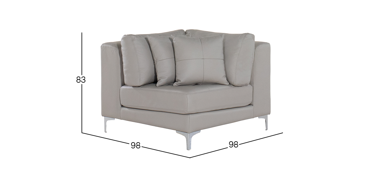 Sillón Esquinero Piel Susan Gris