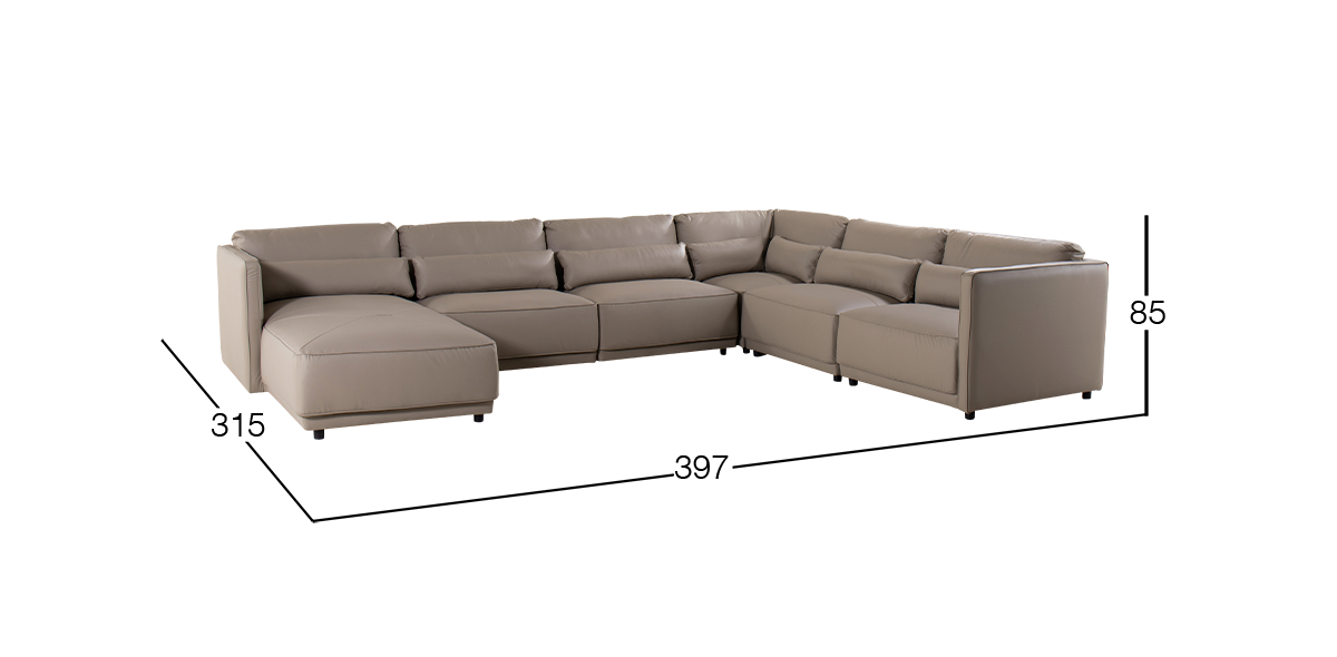 Sala Modular Izquierda de Piel Forever Gris