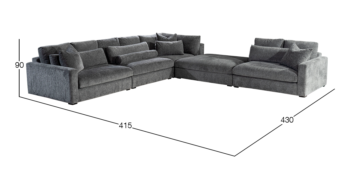 Sala Esquinera con Ottoman Alexander Gris 5 Piezas