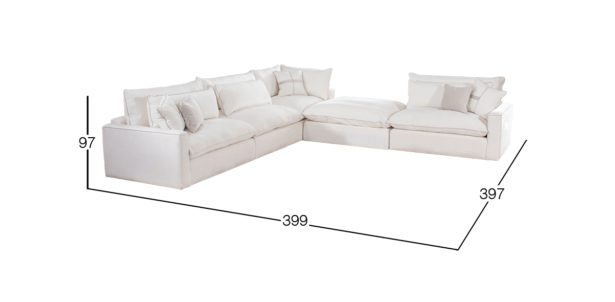Sala Esquinera Kitson Beige 5 Piezas con Ottoman