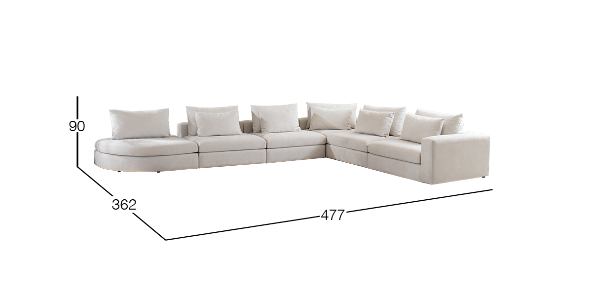 Sala Modular Lemans Blanco 6 Piezas con Ottoman