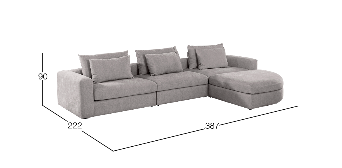 Sala en L Derecha Lemans Gris