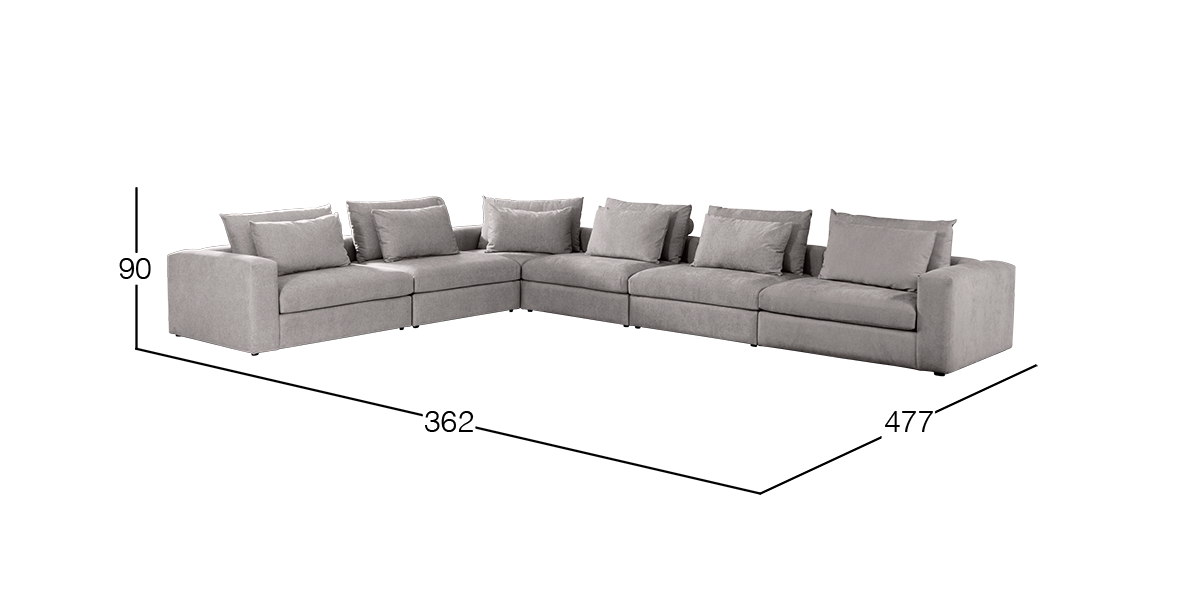 Sala Modular Lemans Gris 6 Piezas con Sillones