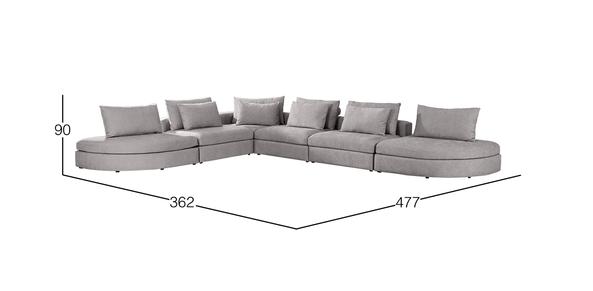 Sala Modular Lemans Gris 6 Piezas 