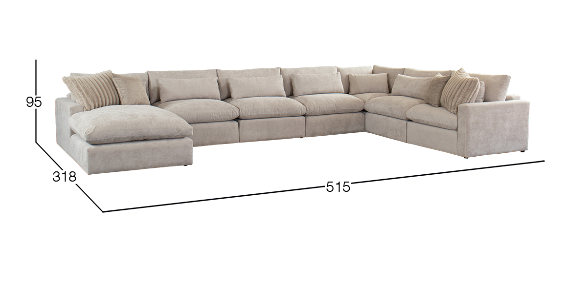 Sala Modular Izquierda Lugano Beige 7 Piezas