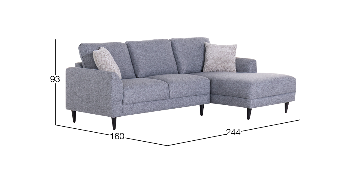 Sala en L Derecha Amanda Gris