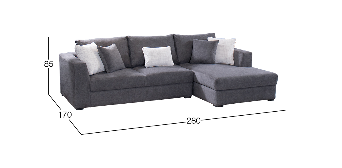 Sala en L Derecha Balik Gris