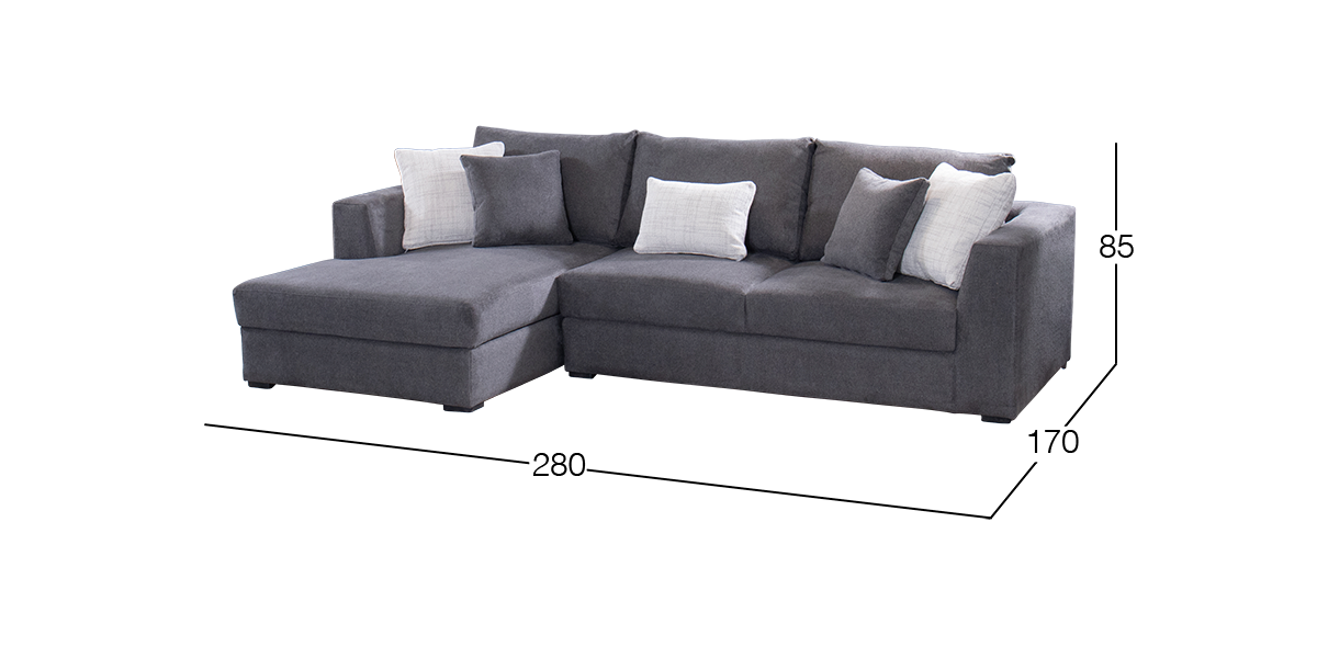 Sala en L Izquierda Balik Gris