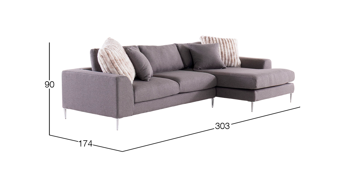 Sala en L Derecha Manhattan Dynamic Gris