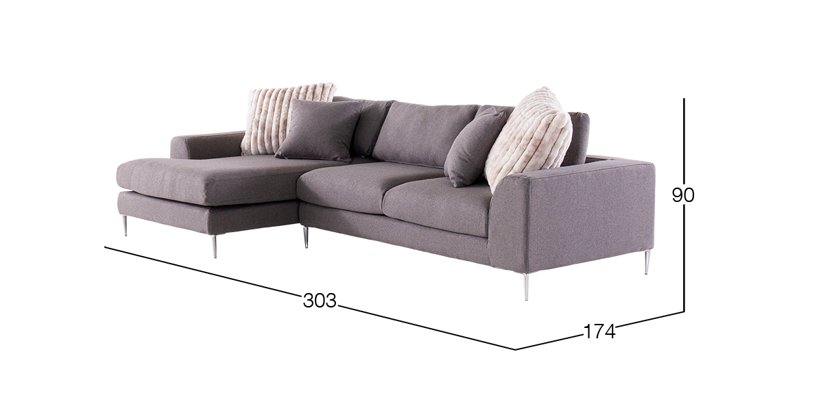 Sala en L Izquierda Manhattan Dynamic Gris