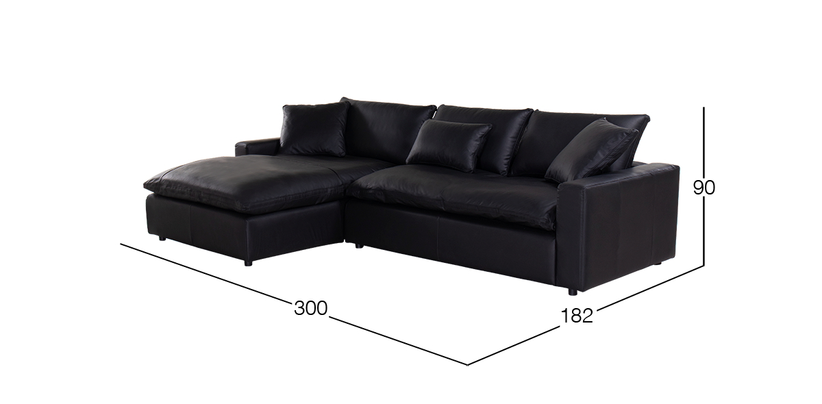 Sala en L Izquierda de Piel Tao Negro