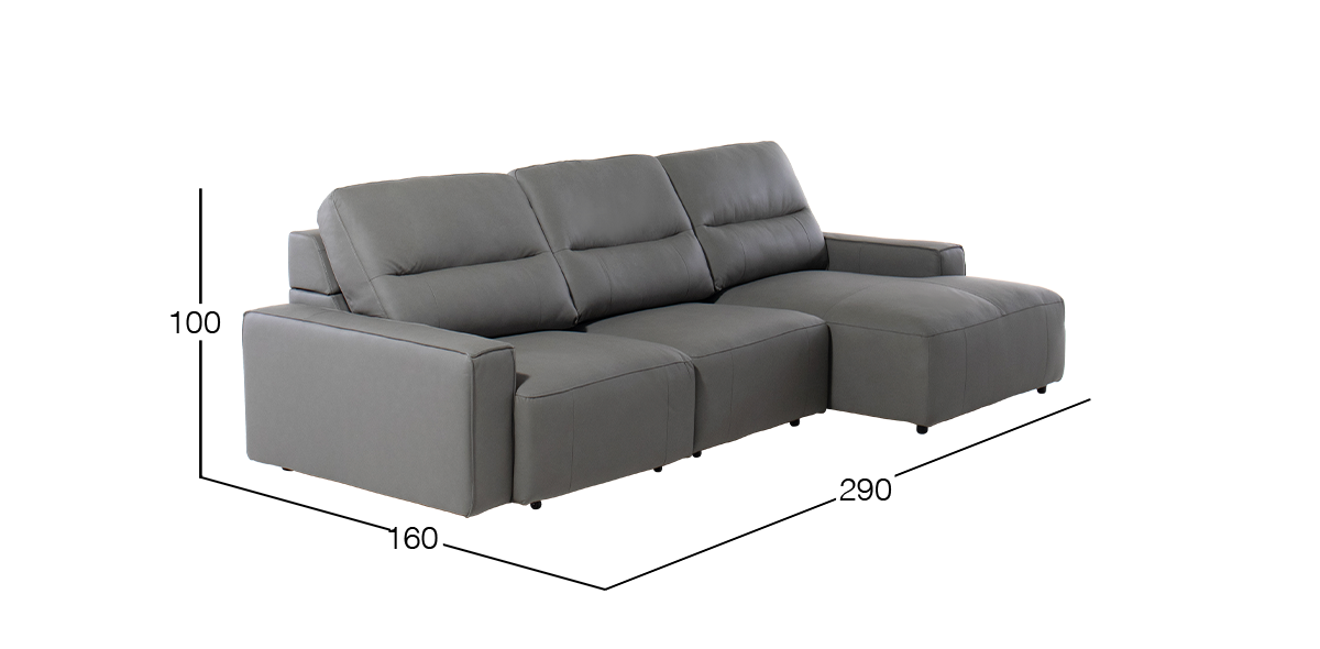 Sala en L con Asiento Deslizable Lynn Gris