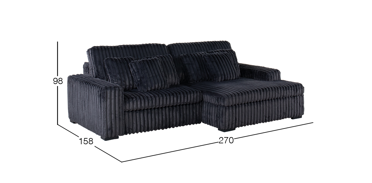 Sala en L con Asiento Deslizable Skylar Gris Oscuro