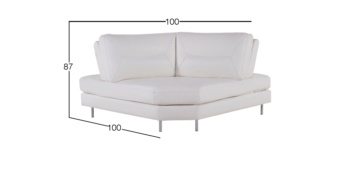 Sillón Esquinero de Piel Biccari Blanco 