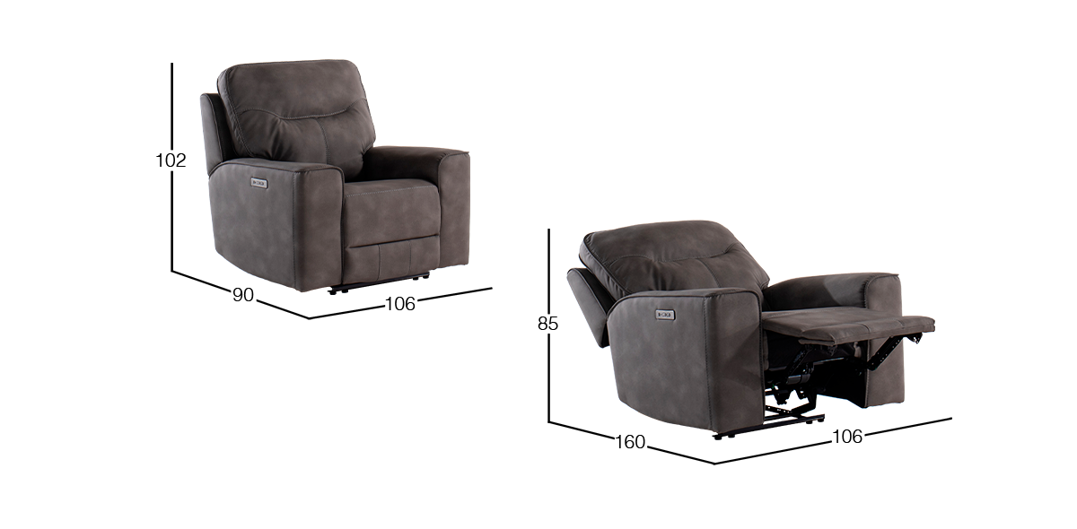 Sillón con Reclinable Eléctrico Calgary Gris