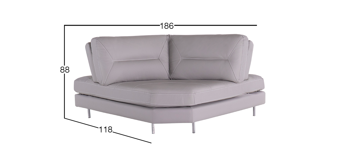 Sillón Boal Esquinero de Piel Biccari Silver