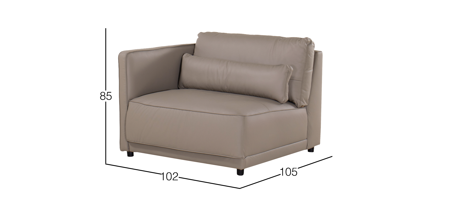 Sillón Izquierdo de Piel Forever Gris