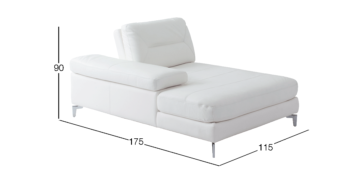 Chaise Longue de Piel Izquierdo Biccari  Blanco 