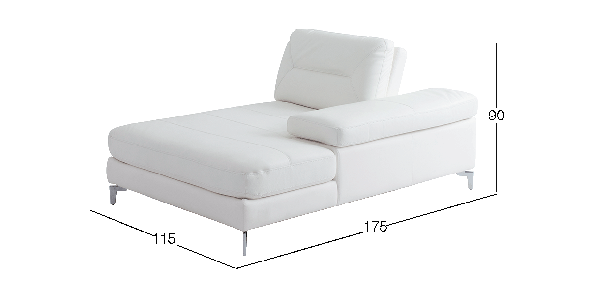 Chaise Longue de Piel Derecho Biccari Blanco 