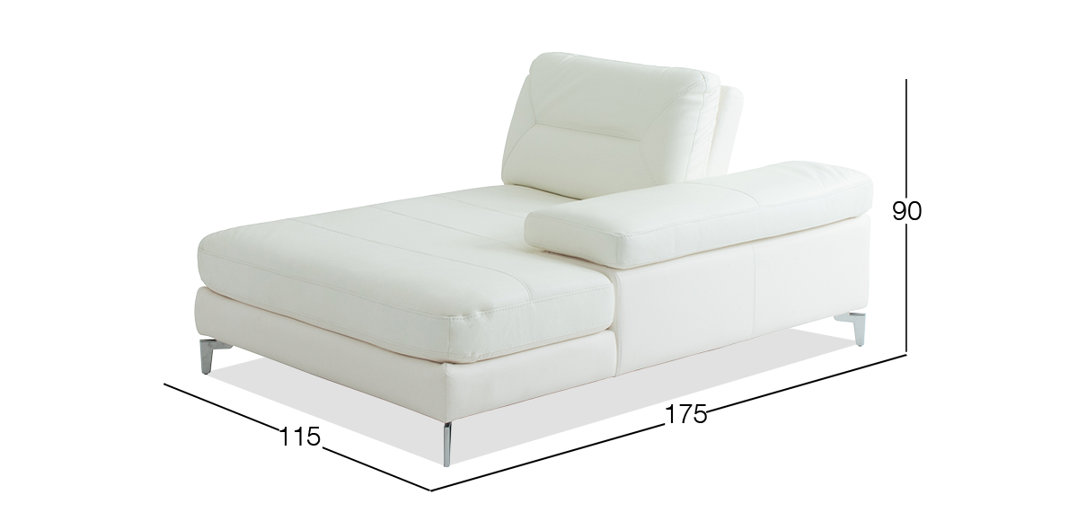 Chaise Longue de Piel Derecho Biccari Blanco 