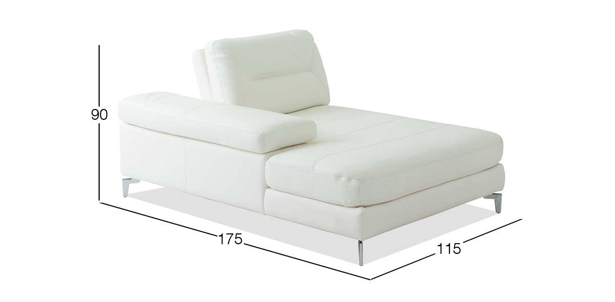 Chaise Longue de Piel Izquierdo Biccari  Blanco 