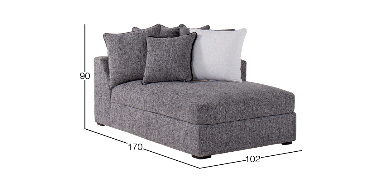 Chaise Brazo Derecho Bella Gris Oxford