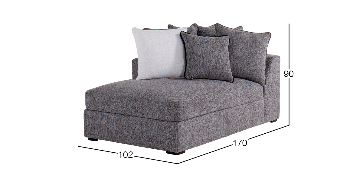 Chaise Brazo Izquierdo Bella Gris Oxford