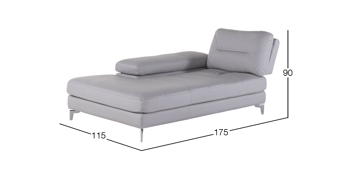 Chaise Longue Izquierdo de Piel Biccari Silver 