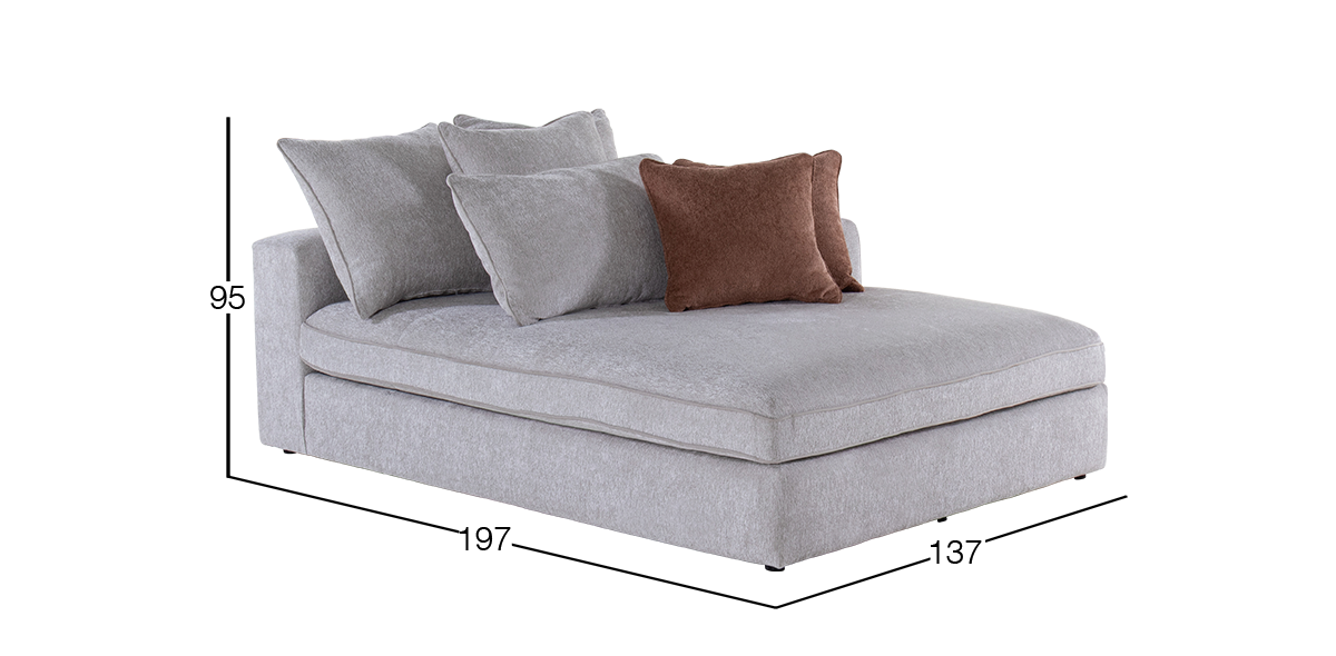 Sillón Largo Derecho Kyna Gris