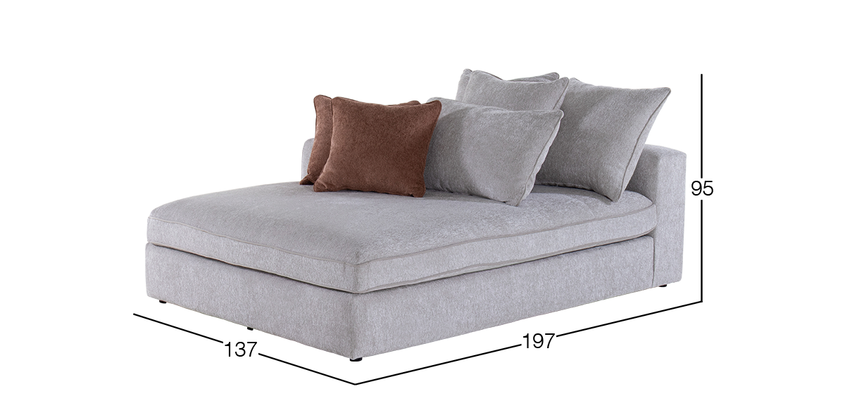 Sillón Largo Izquierdo Kyna Gris