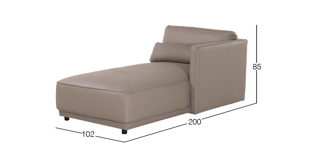 Chaise Long Derecho de Piel Forever Gris
