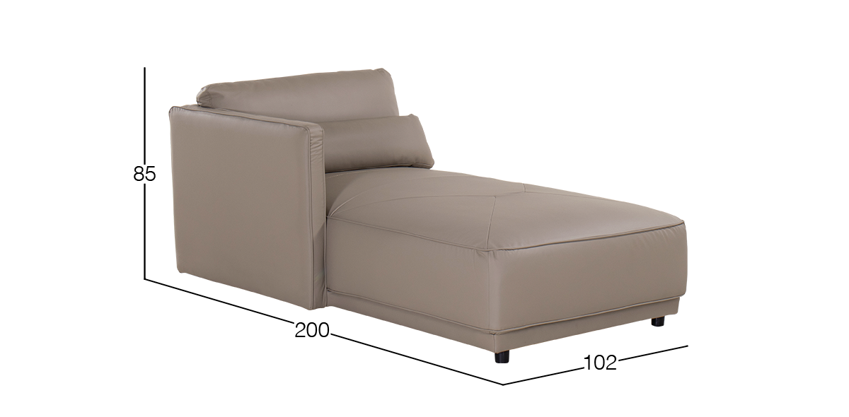 Chaise Long Izquierdo de Piel Forever Gris