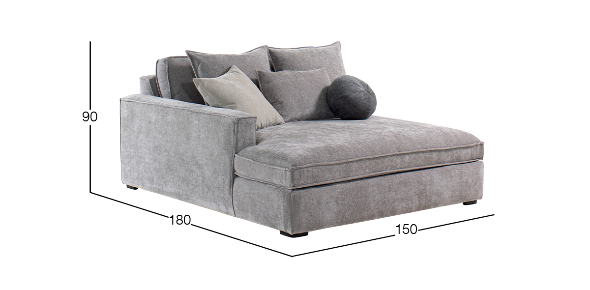 Chaise Long Izquierdo Tramontana Gris