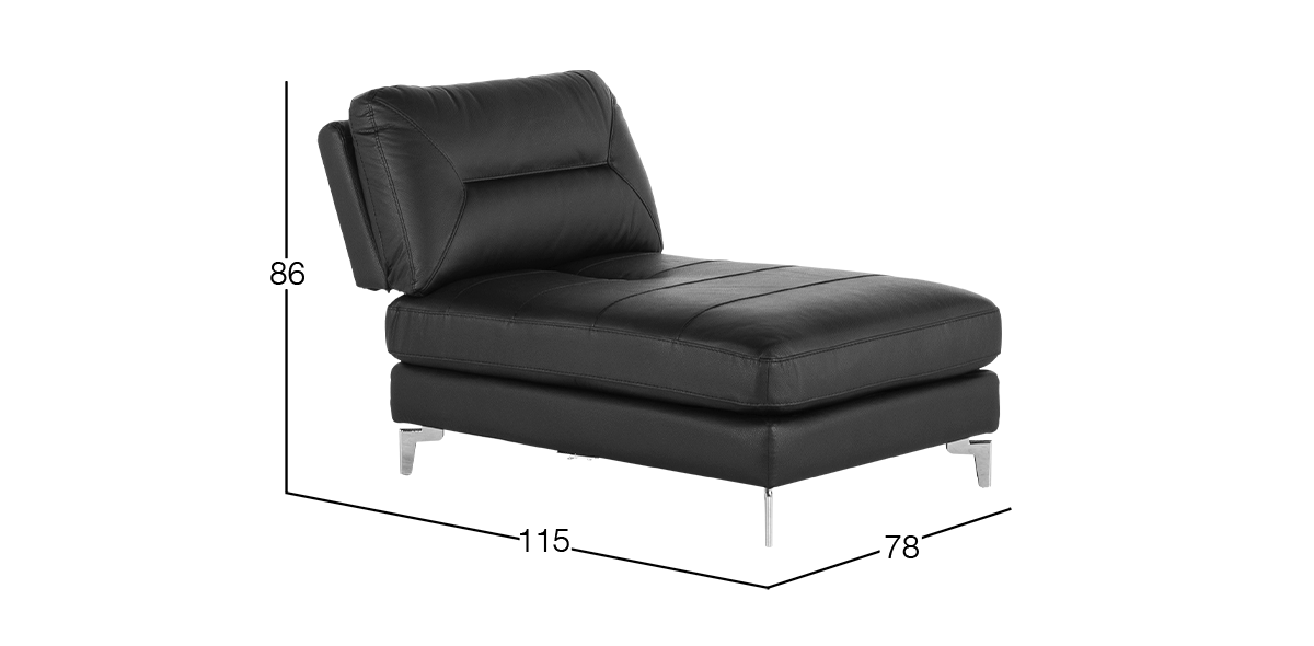 Sillón Sin Brazos de Piel Deslizable Biccari Negro