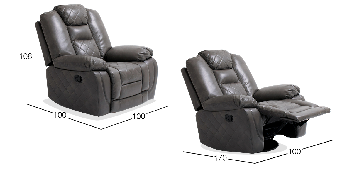 Sillón Reclinable Eléctrico y Mecedora Giratorio Maxwell Gris