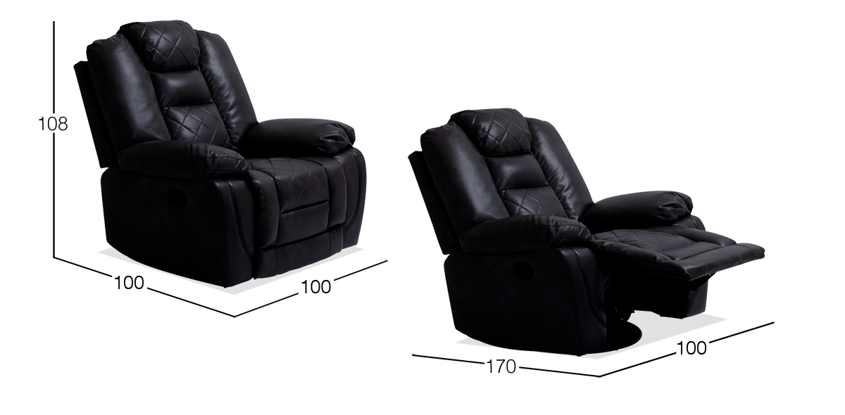 Sillón Reclinable Eléctrico y Mecedora Giratorio Maxwell Negro
