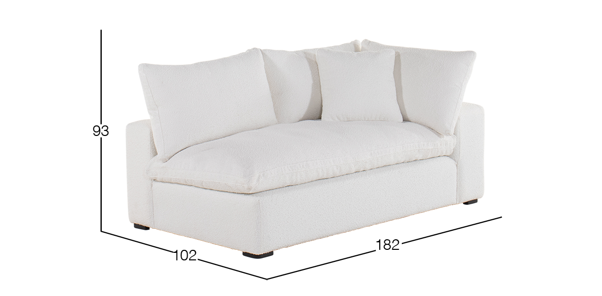 Sofá 2 Plazas Derecho Elysee Blanco