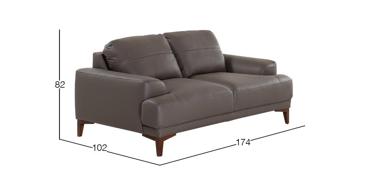 Sofá 2 Plazas de Piel Kaida Gris