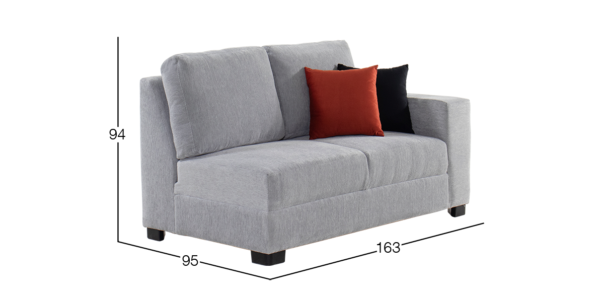 Sofá 2 Plazas Derecho Terra Gris