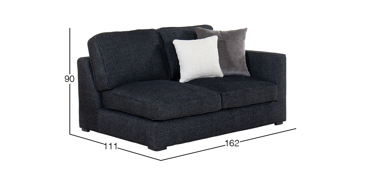 Sofá 2 Plazas Derecho Bogart Negro