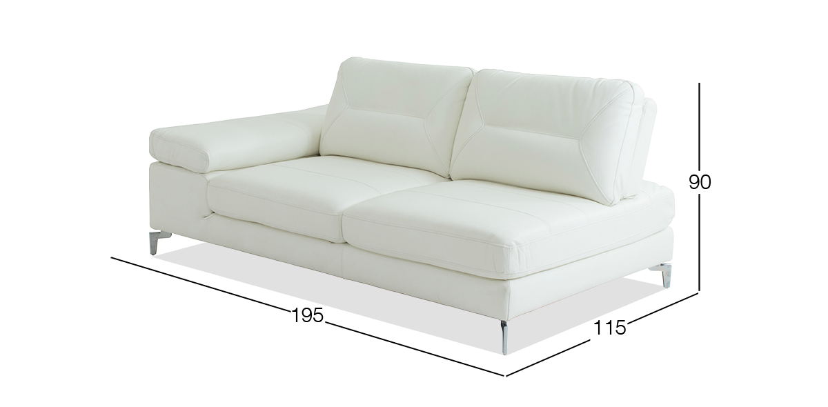 Sofá 3 Plazas Izquierdo de Piel Biccari Blanco 