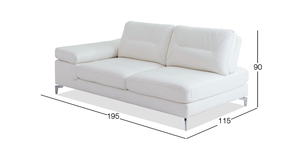 Sofá 3 Plazas Izquierdo de Piel Biccari Blanco 