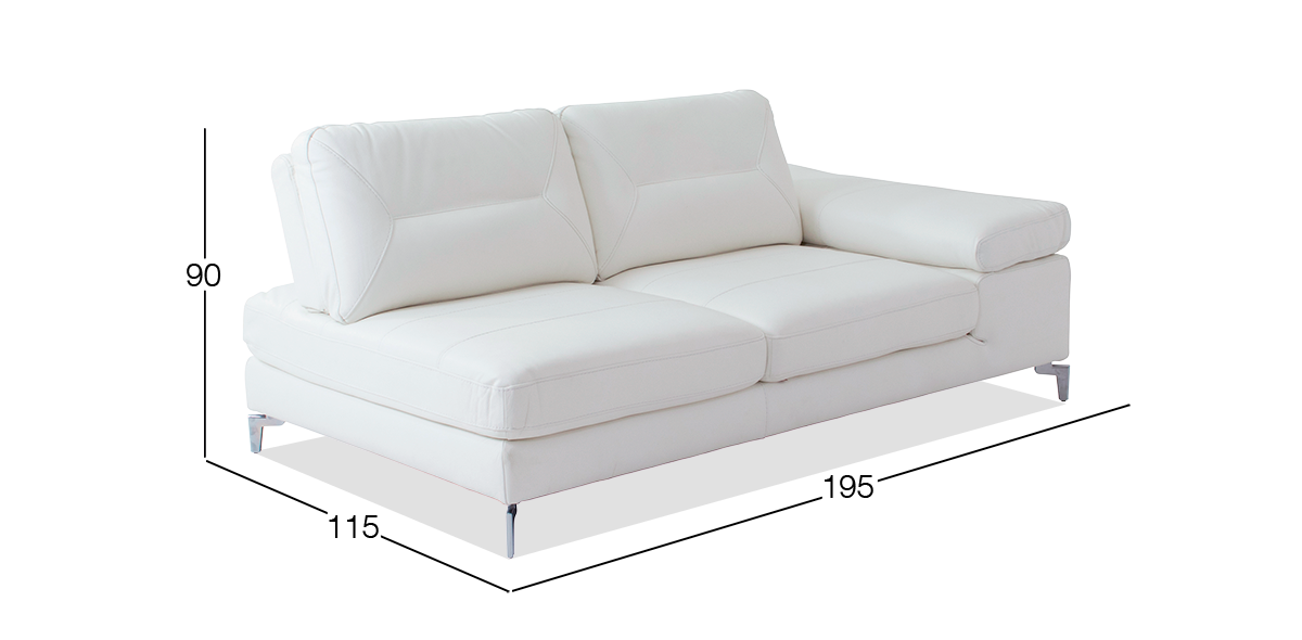 Sofá 3 Plazas de Piel Derecho Biccari Blanco 