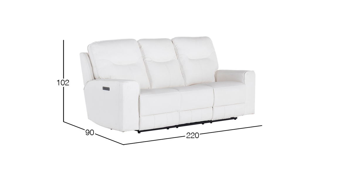Sofá con Reclinables Eléctricos Calgary Blanco