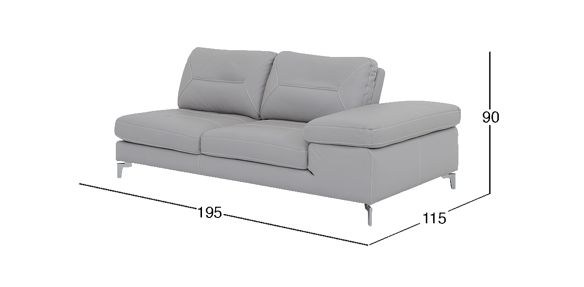 Sofá 3 Plazas Derecho de Piel Biccari Silver 