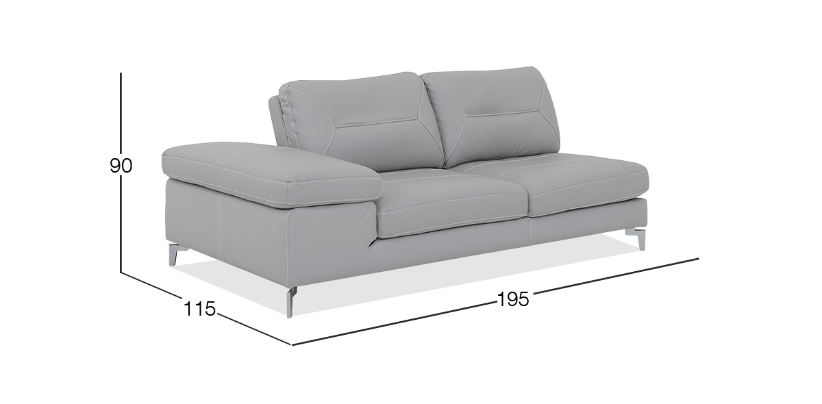 Sofá 3 Plazas Izquierdo de Piel Biccari Silver 