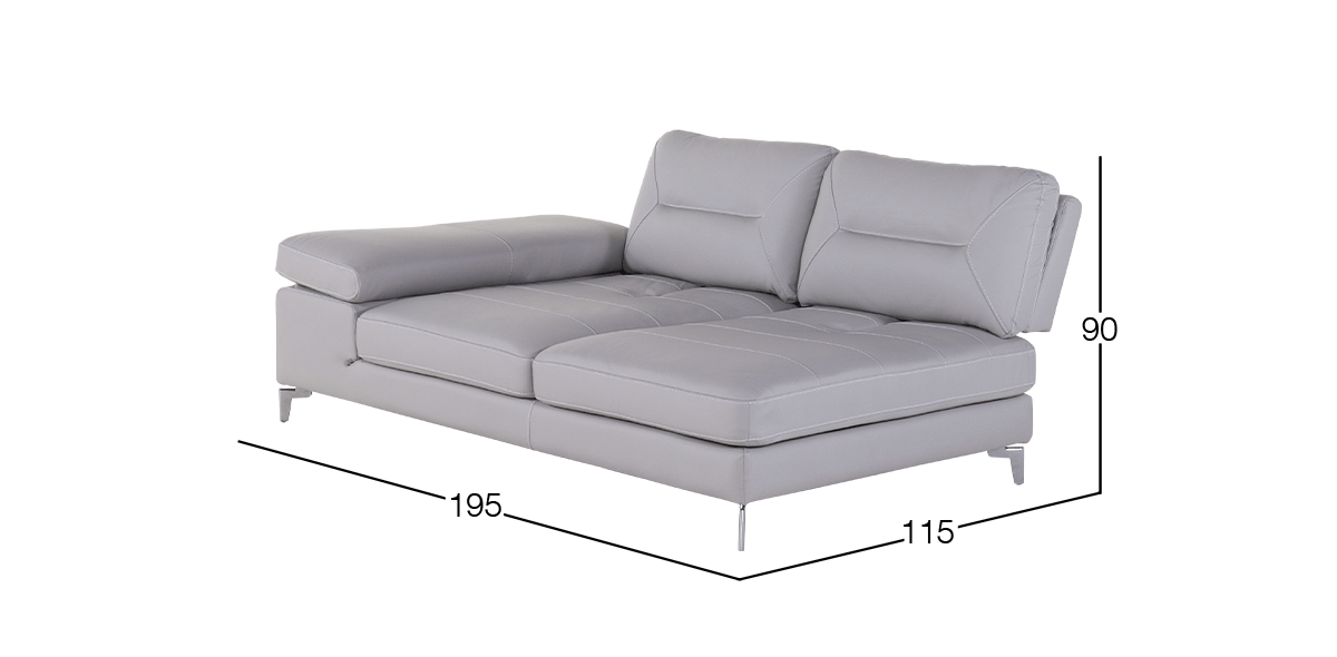 Sofá 3 Plazas Izquierdo de Piel Biccari Silver 