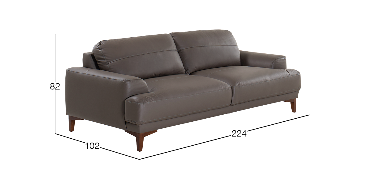 Sofá de Piel Kaida Gris