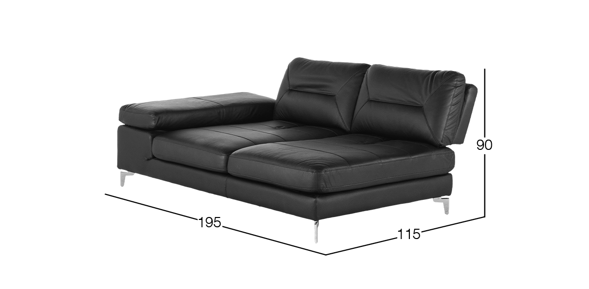 Sofá Izquierdo de Piel Deslizable Biccari Negro