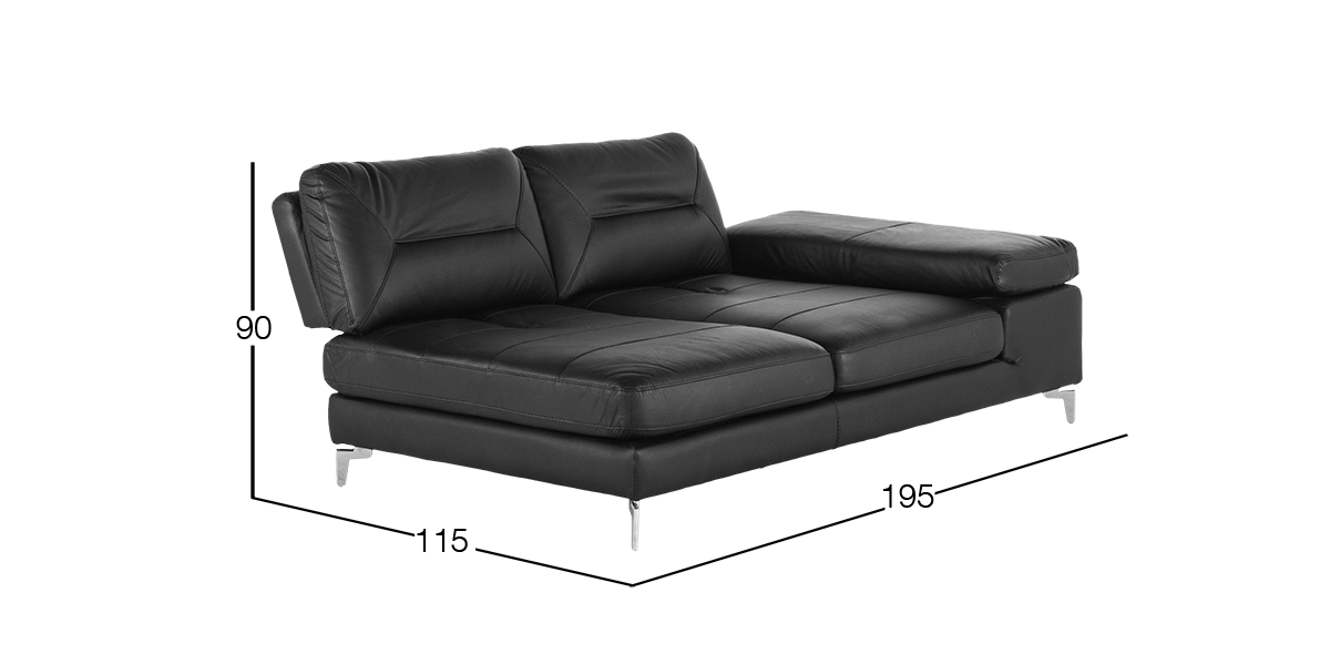 Sofá Derecho de Piel Deslizable Biccari Negro